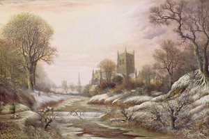 Worcester depuis le sud-ouest sous la neige, c.1875 - Charles Leaver